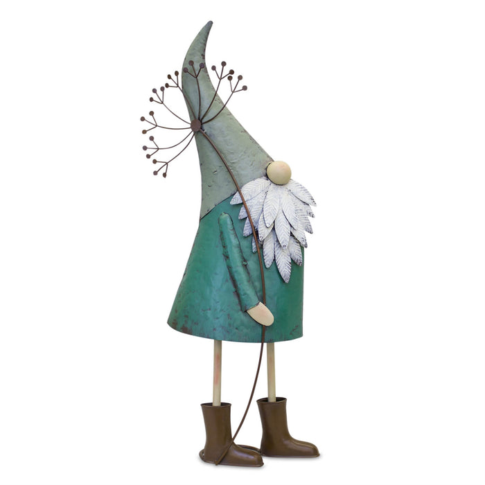 Garden Gnomes with Flowers, Iron - Set of 2