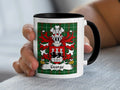 George Welsh family crest mug on Welsh National Tartan with black handle