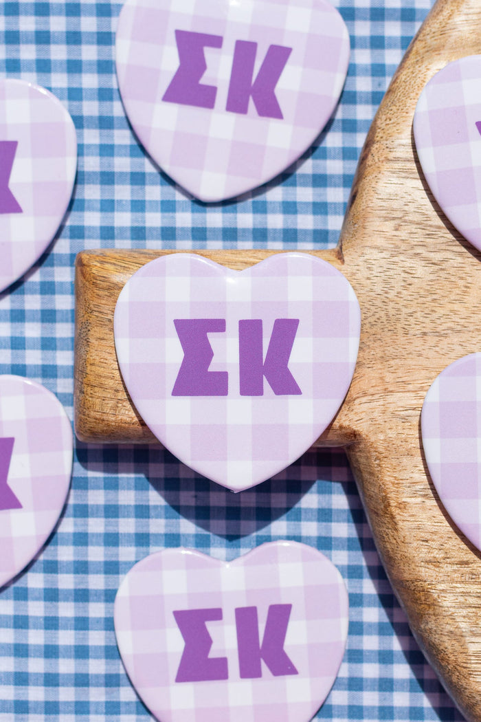 Gingham Heart Button- Sigma Kappa