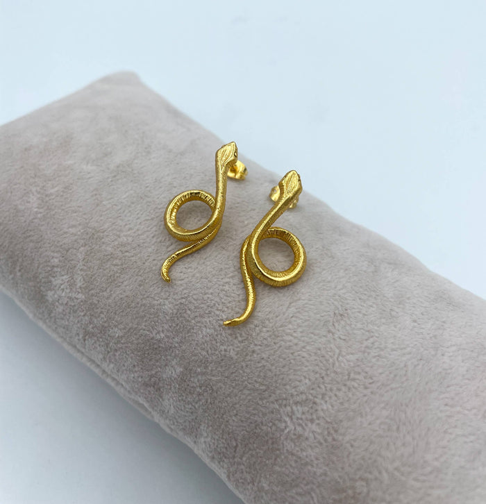 Gold plated snake earrings