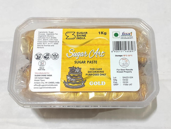 Gold Sugar Paste (1 Kg) - Sugar Shine India