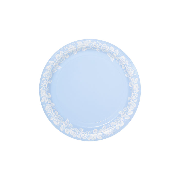 Grapevine Border Dessert Ice Blue Jasperware Paper Plate  - 8 pack