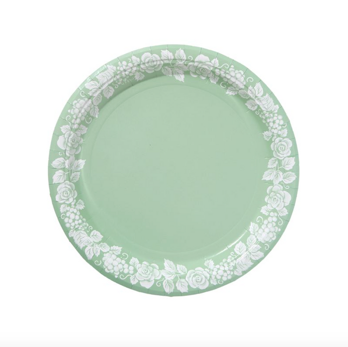 Grapevine Border Dinner Mint Jasperware Paper Plate  - 8 pack