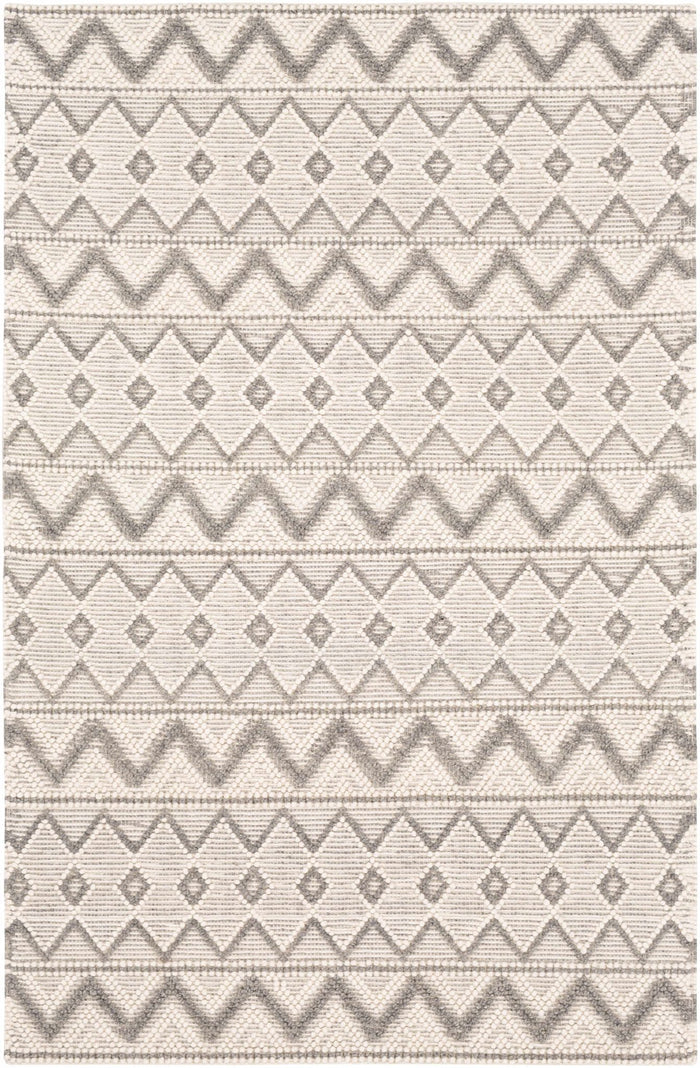 Hand Woven Beige and Gray Chevron Tasseled Texture Wool Area Rug - The Rug Decor