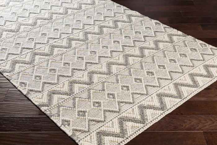 Hand Woven Beige and Gray Chevron Tasseled Texture Wool Area Rug - The Rug Decor