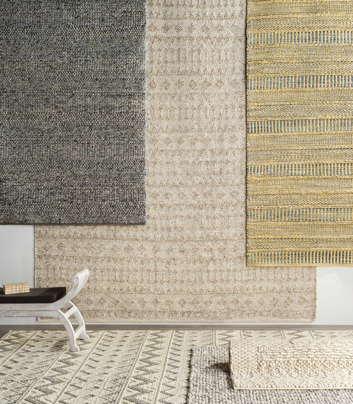 Hand Woven Beige and Gray Chevron Tasseled Texture Wool Area Rug - The Rug Decor