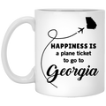Happiness Is A Plane Ticket To Go To Georgia Mug - Mug Teezalo