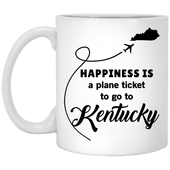 Happiness Is A Plane Ticket To Go To Kentucky Mug - Mug Teezalo