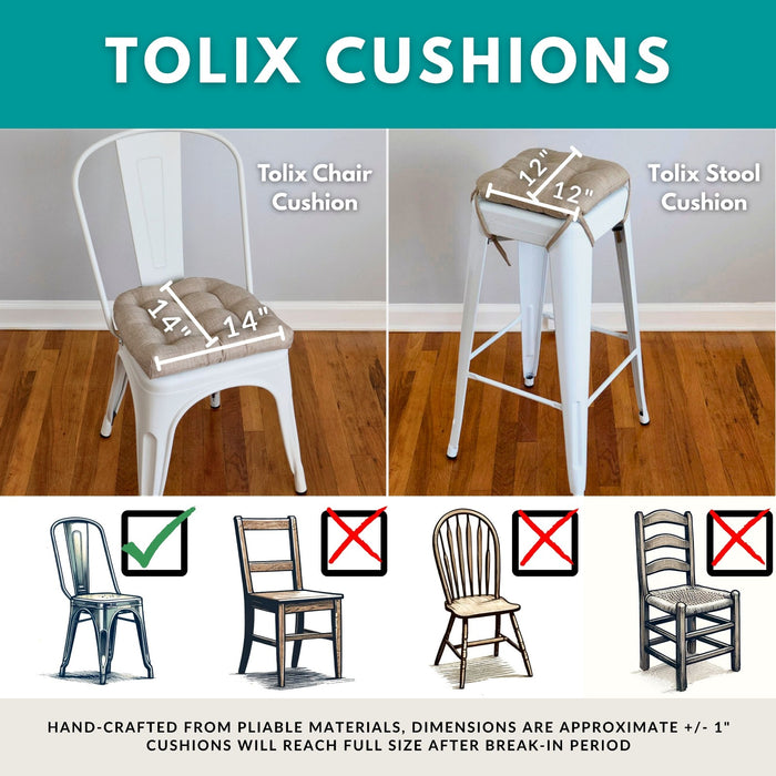 Hayden Beige Industrial Chair Cushions - Latex Foam Fill - Reversible
