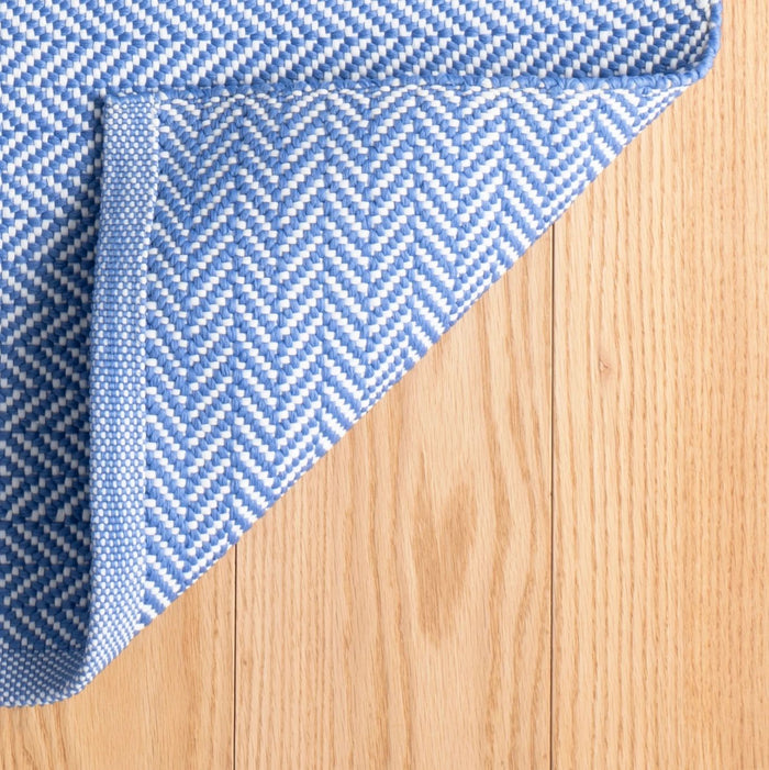 Herringbone French Blue/White Handwoven Indoor/Outdoor Rug Rug By Annie Selke