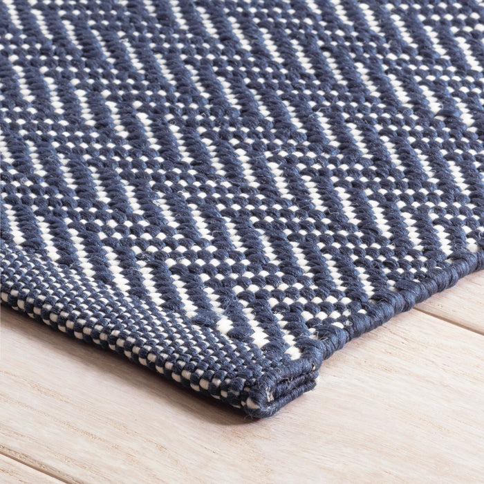 Herringbone Navy/Ivory Handwoven Indoor/Outdoor Rug Rug By Annie Selke
