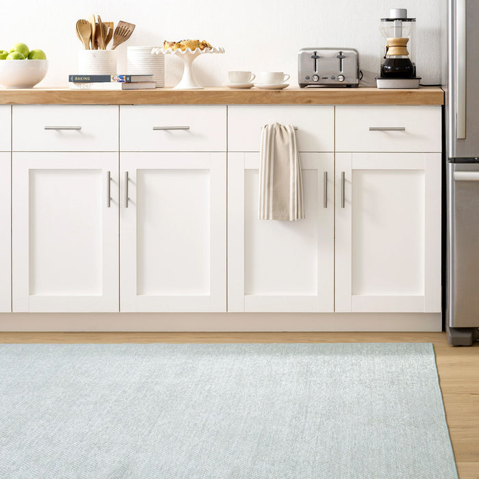 Herringbone Swedish Blue Machine Washable Rug Rug By Annie Selke