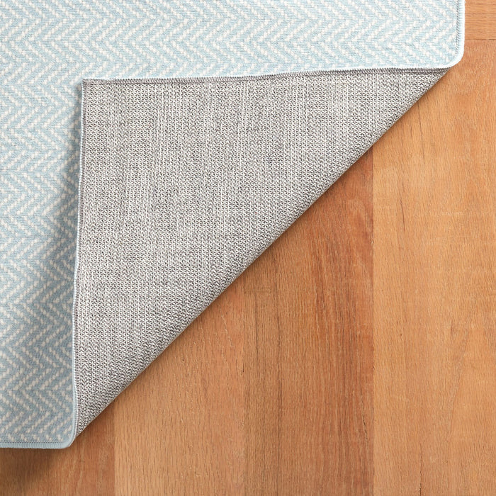 Herringbone Swedish Blue Machine Washable Rug Rug By Annie Selke