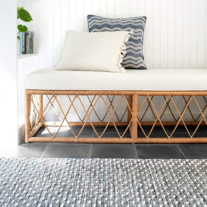 Hobnail Blue Handwoven Performance Rug Rug By Annie Selke