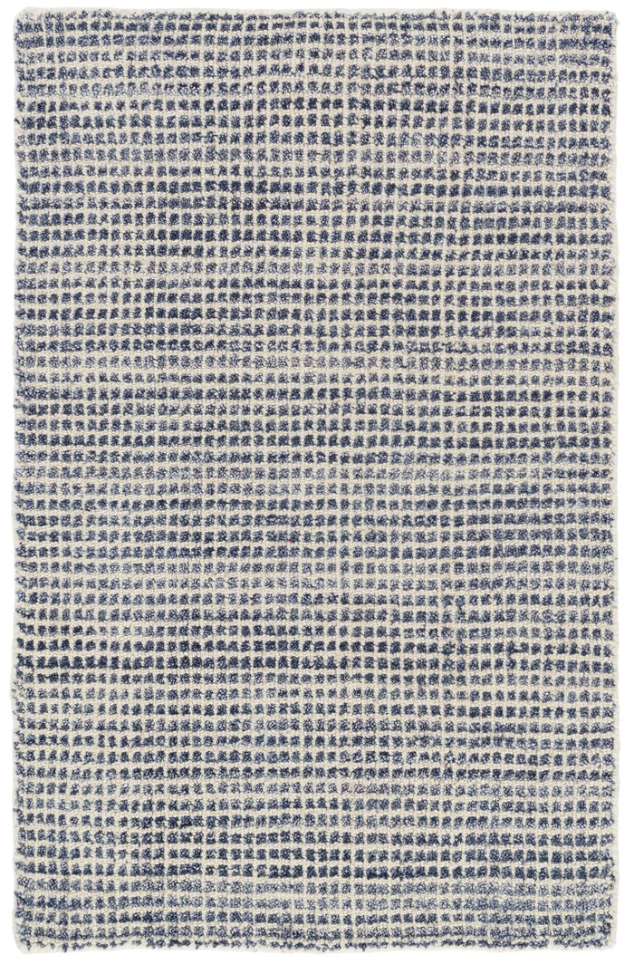Homer Blue Hand Loom Knotted Wool/Viscose Rug Rug By Annie Selke