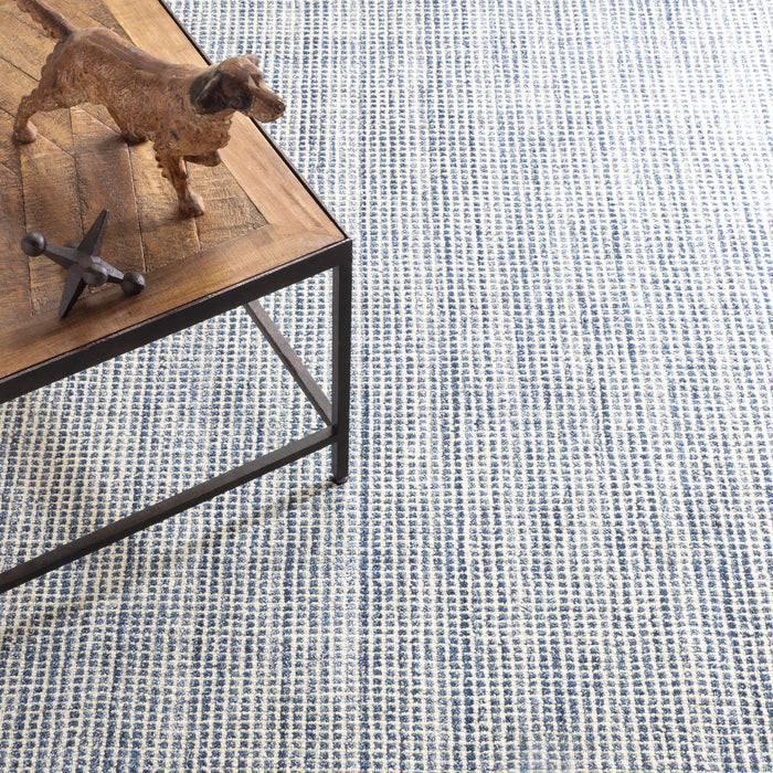 Homer Blue Hand Loom Knotted Wool/Viscose Rug Rug By Annie Selke
