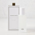 Hudson Grace Brentwood Room Spray, 5 oz frosted glass bottle with white cap, next to its white box.