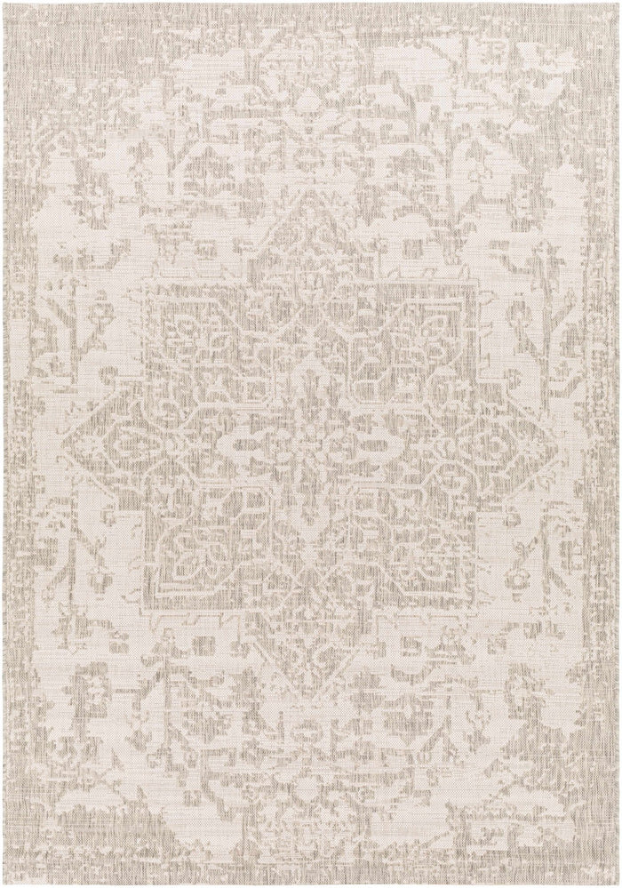 Ivory and Beige Traditional Medallion Design indoor and outdoor Area Rug - The Rug Decor