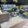 Ivory and Beige Traditional Medallion Design indoor and outdoor Area Rug - The Rug Decor