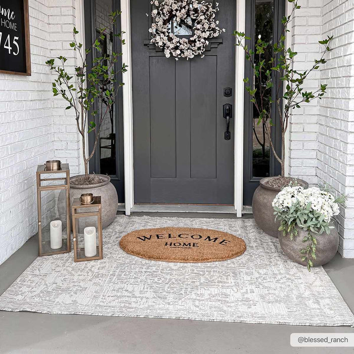 Ivory and Beige Traditional Medallion Design indoor and outdoor Area Rug - The Rug Decor