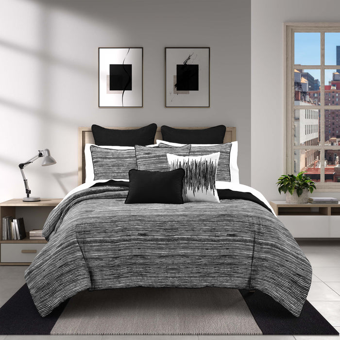 J Queen Dalton Black 3 Piece Comforter Set in FULL/QUEEN - Final Sale Comforter Sets By US Office - Latest Bedding