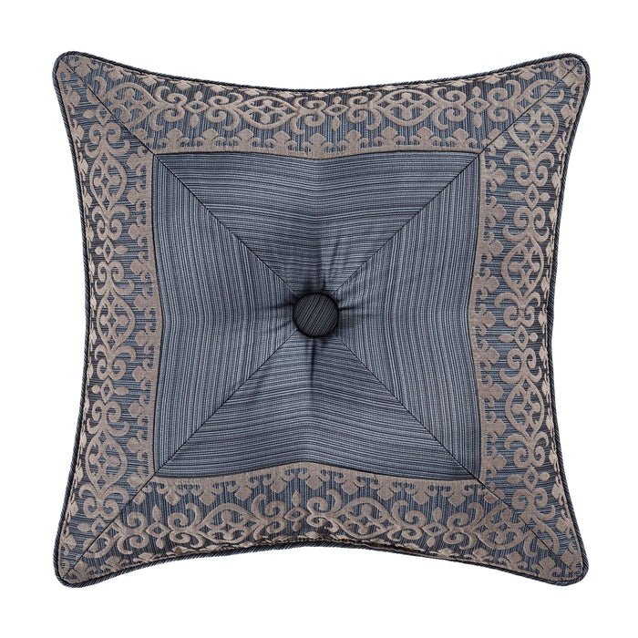 J Queen Leah Blue Square Embellished Decorative Throw Pillow 18" x 18" - Final Sale Throw Pillows By US Office - Latest Bedding