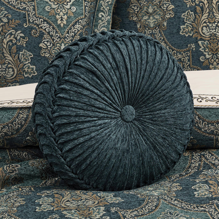 J Queen Nancy Teal Round Decorative Throw Pillow 15" x 15" - Final Sale Throw Pillows By US Office - Latest Bedding
