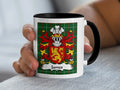 James Welsh family crest mug on Welsh National Tartan with black handle