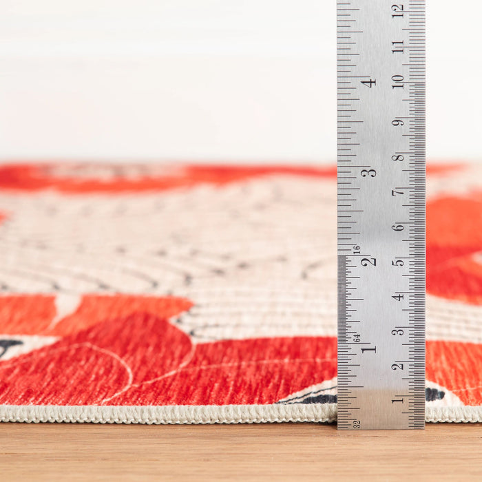 Japanese Poppy Multi Machine Washable Rug Rug By Annie Selke