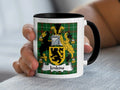 Jenkins Welsh family crest mug on Welsh National Tartan with black handle