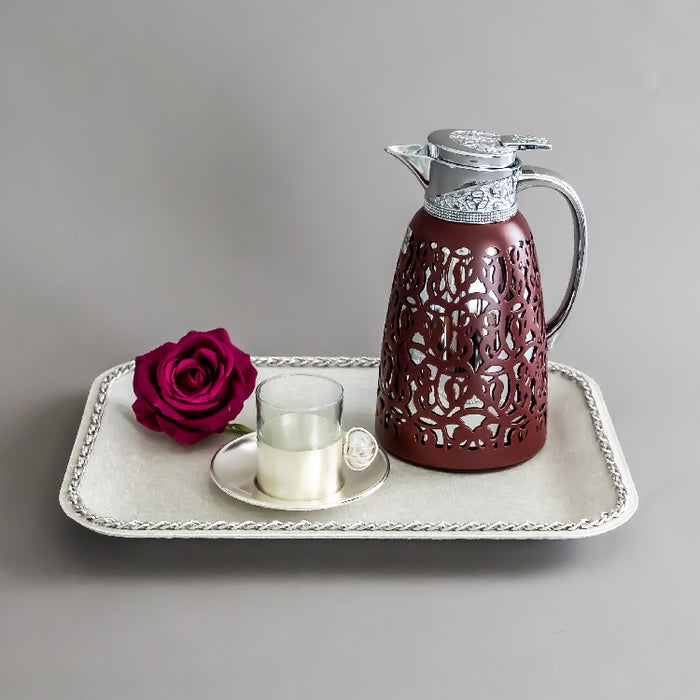 JIEGUAN VACUUM FLASK 1LITER MAROON/SILVER (202035040)