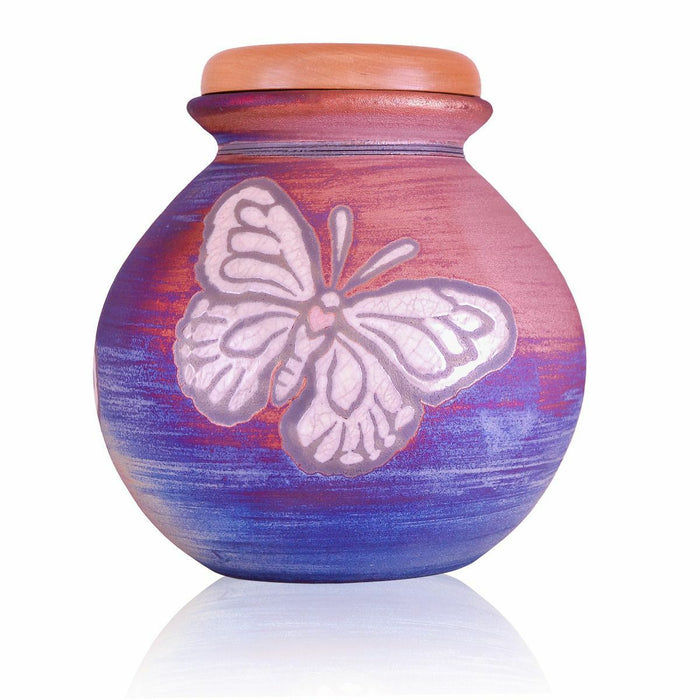 Large/Adult 200 Cubic Inches Raku Butterfly Funeral Cremation Urn for Ashes