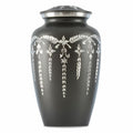 Large/Adult 220 Cubic Ins Black & Pewter Aluminum Funeral Cremation Urn for Ashes