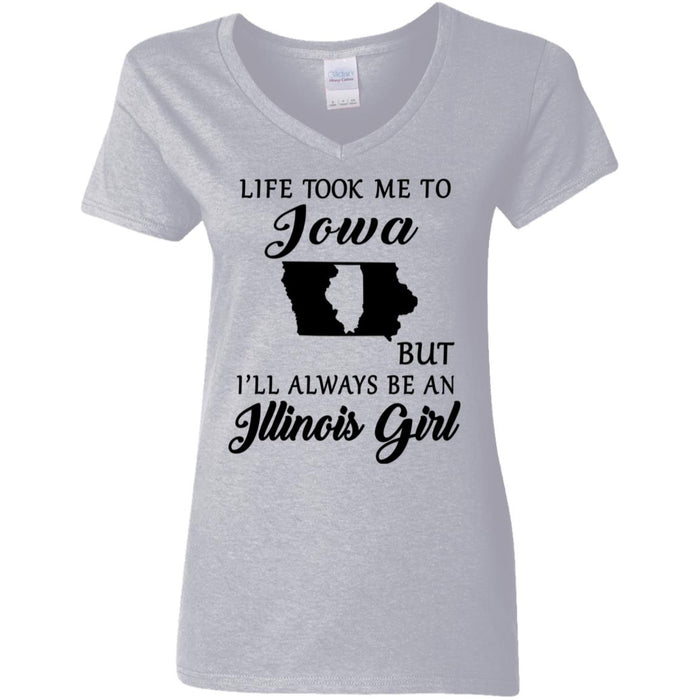 Life Took Me To Iowa Always Be An Illinois Girl T-shirt - T-shirt Teezalo