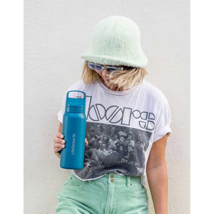 LifeStraw Go Stainless Steel 1L Bottle - Laguna Teal - Hill and Dale Outdoors