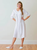 Jacaranda Liz White Cotton Nightgown, Smocking & Lace