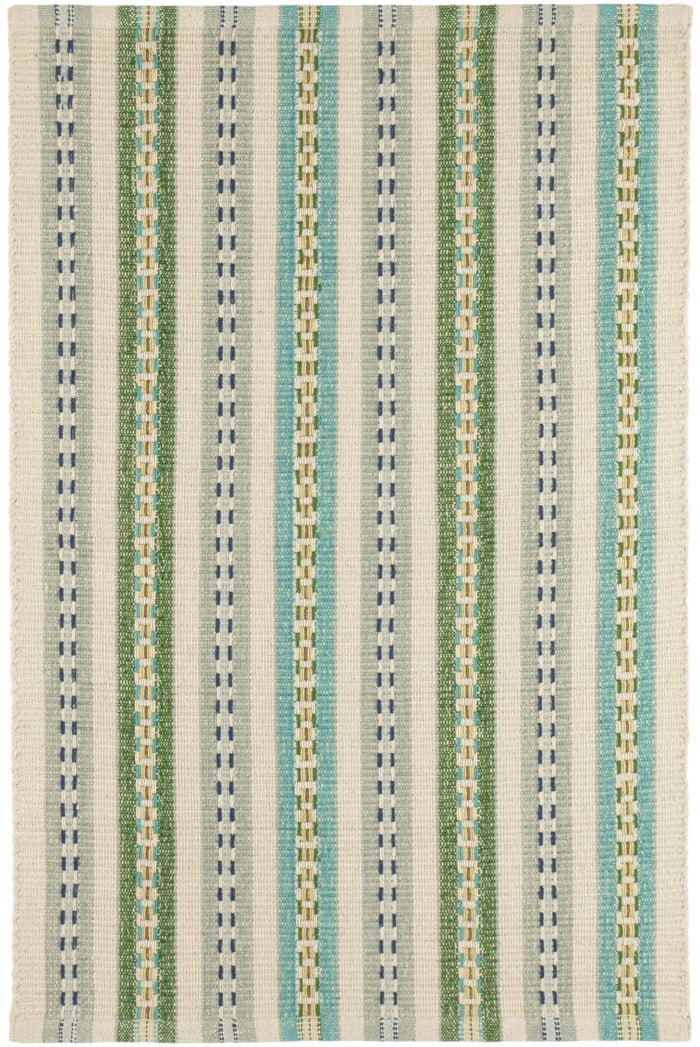 Long Slade Teal Handwoven Cotton Rug Rug By Annie Selke