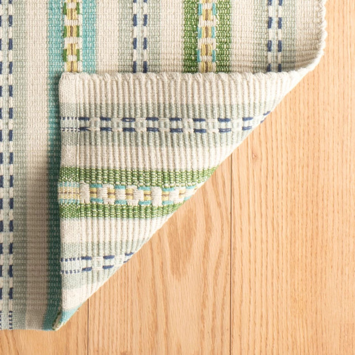 Long Slade Teal Handwoven Cotton Rug Rug By Annie Selke