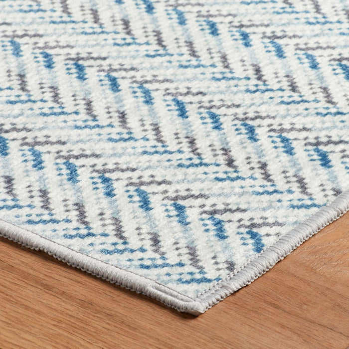 Lowell Blue Machine Washable Rug Rug By Annie Selke