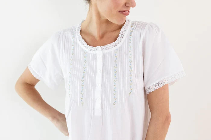 Jacaranda Lynn White Cotton Nightgown