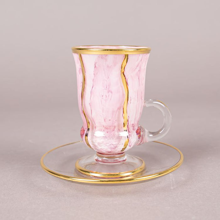 M02 TEACUP/SAUCER 6PCS WHITE/PINK/GOLD (202016200)