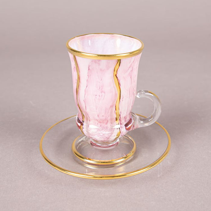 M02 TEACUP/SAUCER 6PCS WHITE/PINK/GOLD (202016200)