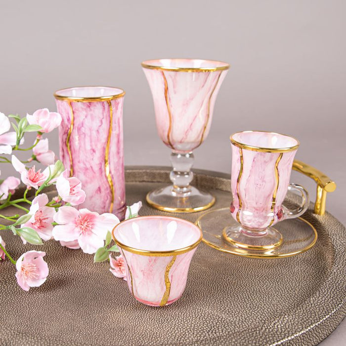 M02 TEACUP/SAUCER 6PCS WHITE/PINK/GOLD (202016200)