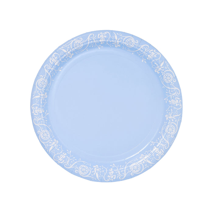 Mahjong Ice Blue Jasperware Dinner Paper Plate - 8 pack
