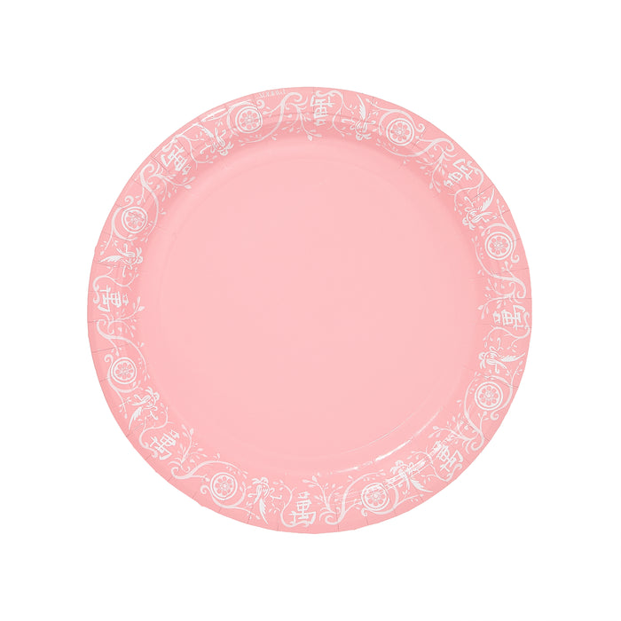 Mahjong Rosy Pink Jasperware Dinner Paper Plate - 8 pack