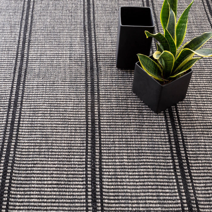 Malta Black Handwoven Wool Rug Rug By Annie Selke