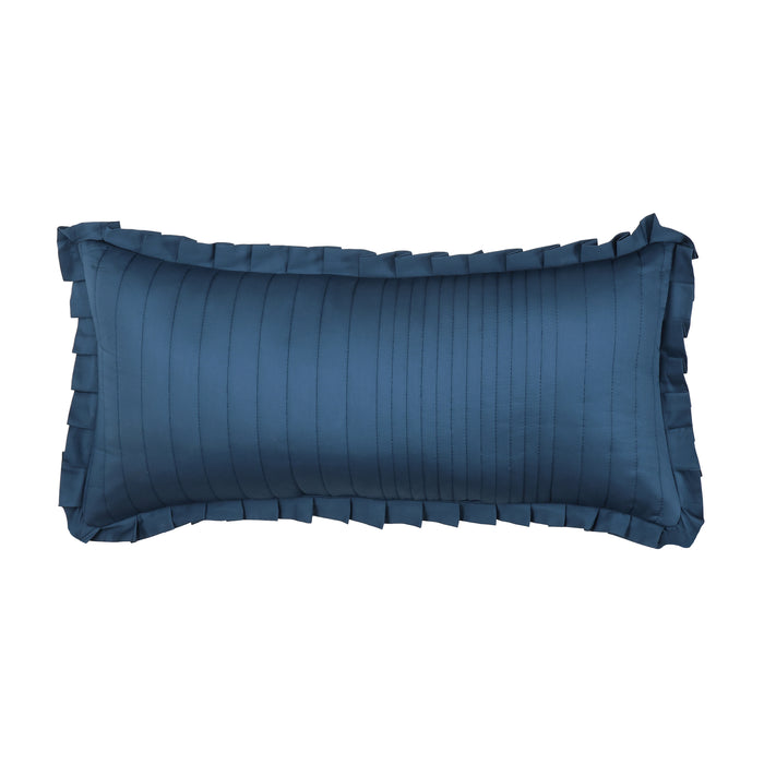 Meadow Dark Blue Quilted Boudoir Decorative Throw Pillow 24" x 12" Throw Pillows By J. Queen New York