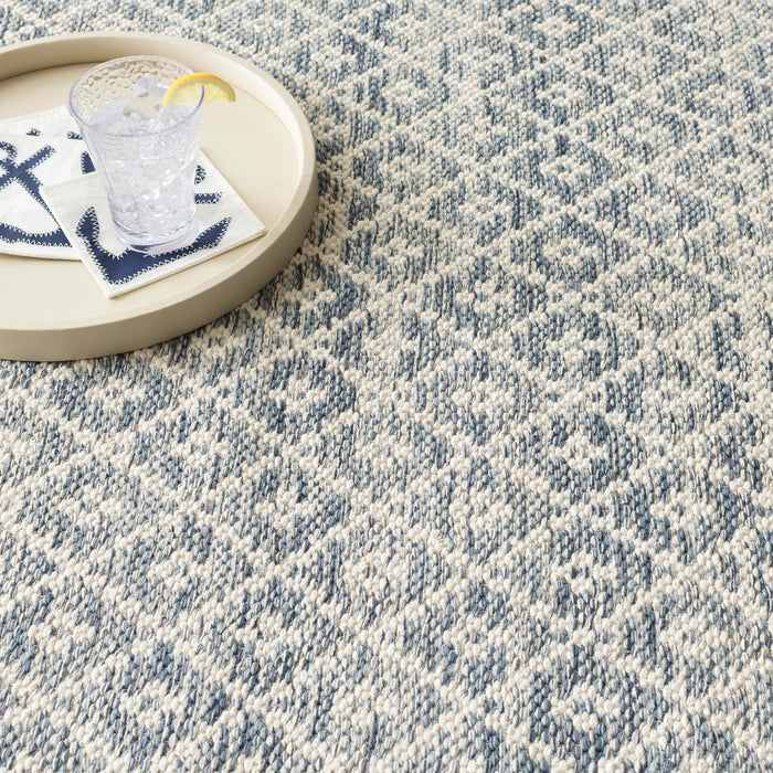 Melange Diamond Blue Handwoven Cotton Rug Rug By Annie Selke