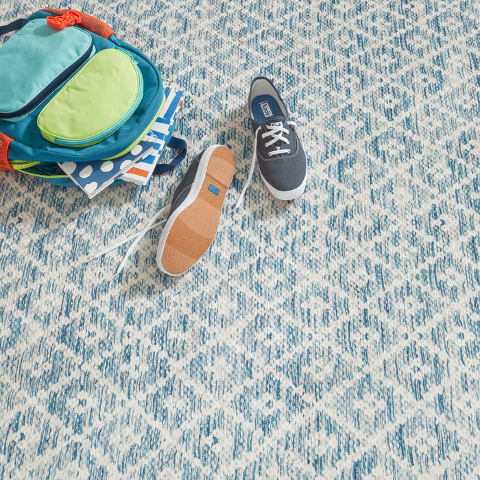 Melange Diamond Blue Machine Washable Rug Rug By Annie Selke