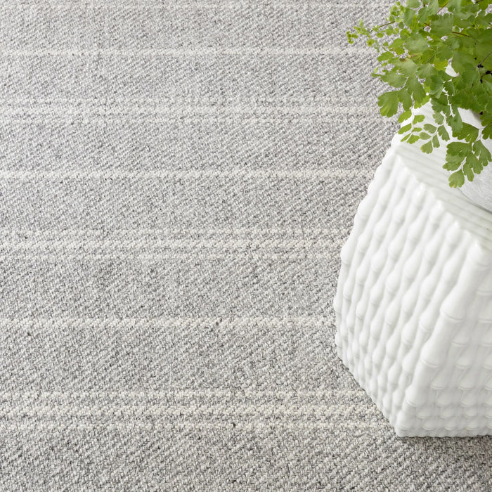 Melange Stripe Grey/Ivory Handwoven Indoor/Outdoor Rug Rug By Annie Selke